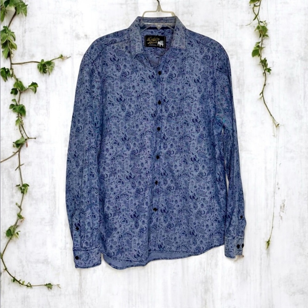 Men's Blue Paisley Button Down Shirt